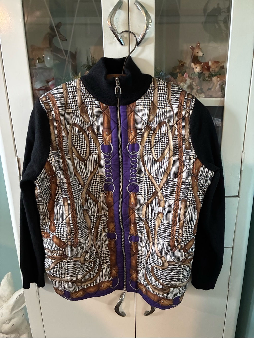 Lauren Ralph Lauren sz XL Equestrian Silk Wool Blend Zip-Front Jacket Top euc